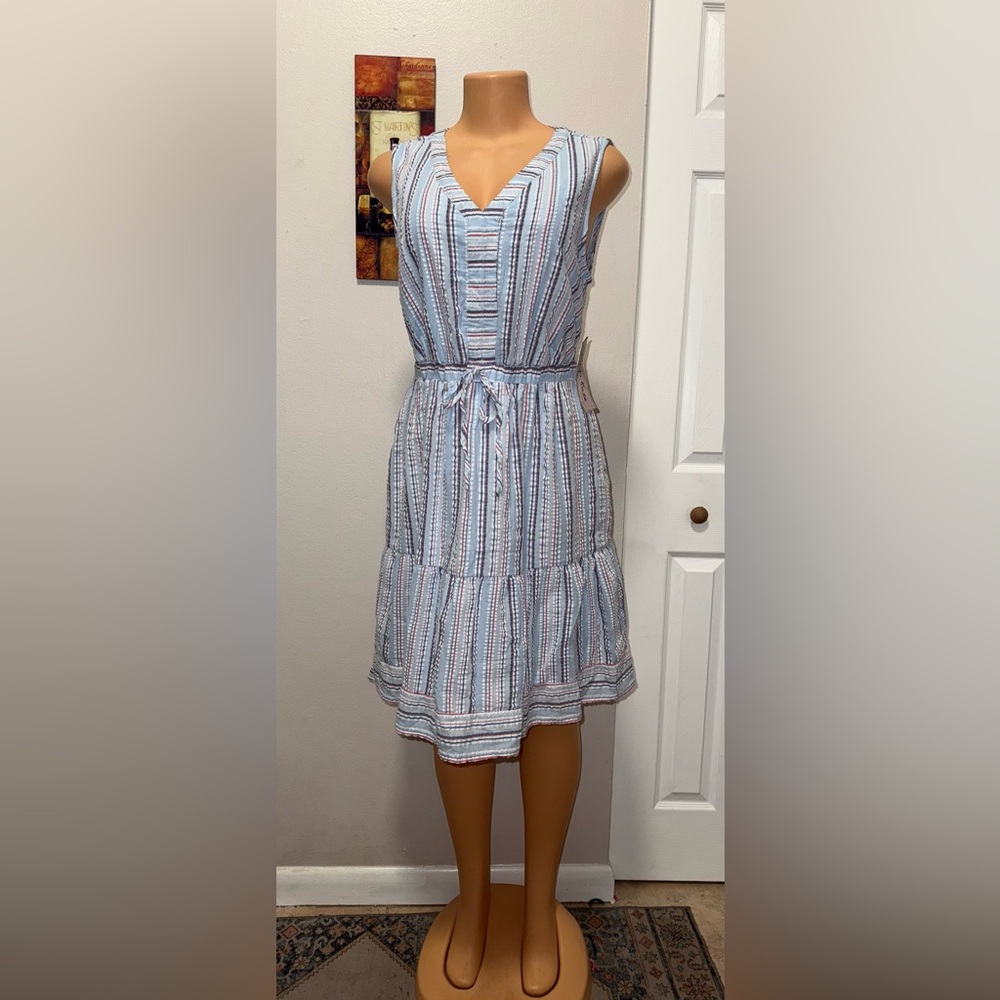 NWT INDIGO ROSE Striped Sleeveless tiered dress size M